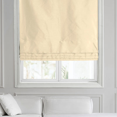 Off White Vintage Textured Faux Dupioni Silk Roman Shade