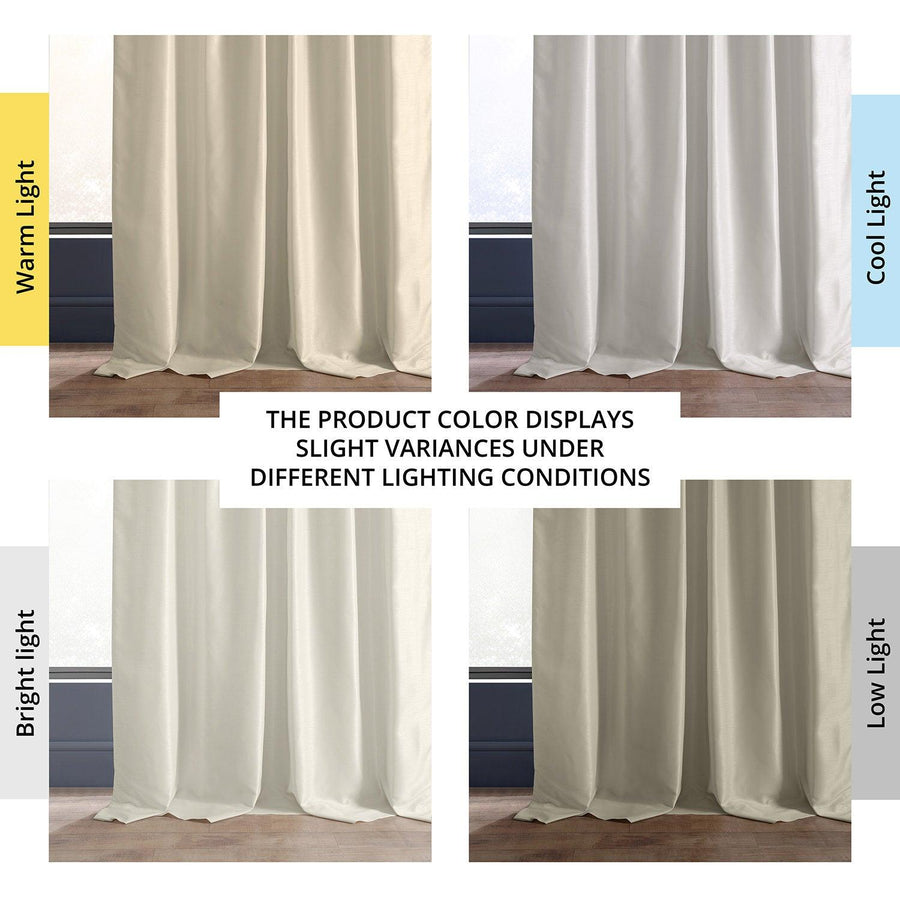 Off White Vintage Textured Faux Dupioni Silk Blackout Curtain - HalfPriceDrapes.com