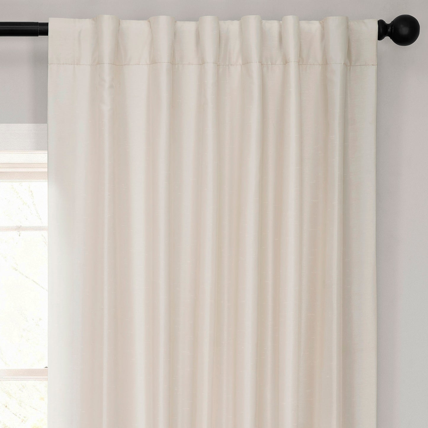 Off White Vintage Textured Faux Dupioni Silk Curtain