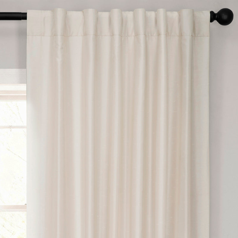 Off White Vintage Textured Faux Dupioni Silk Curtain