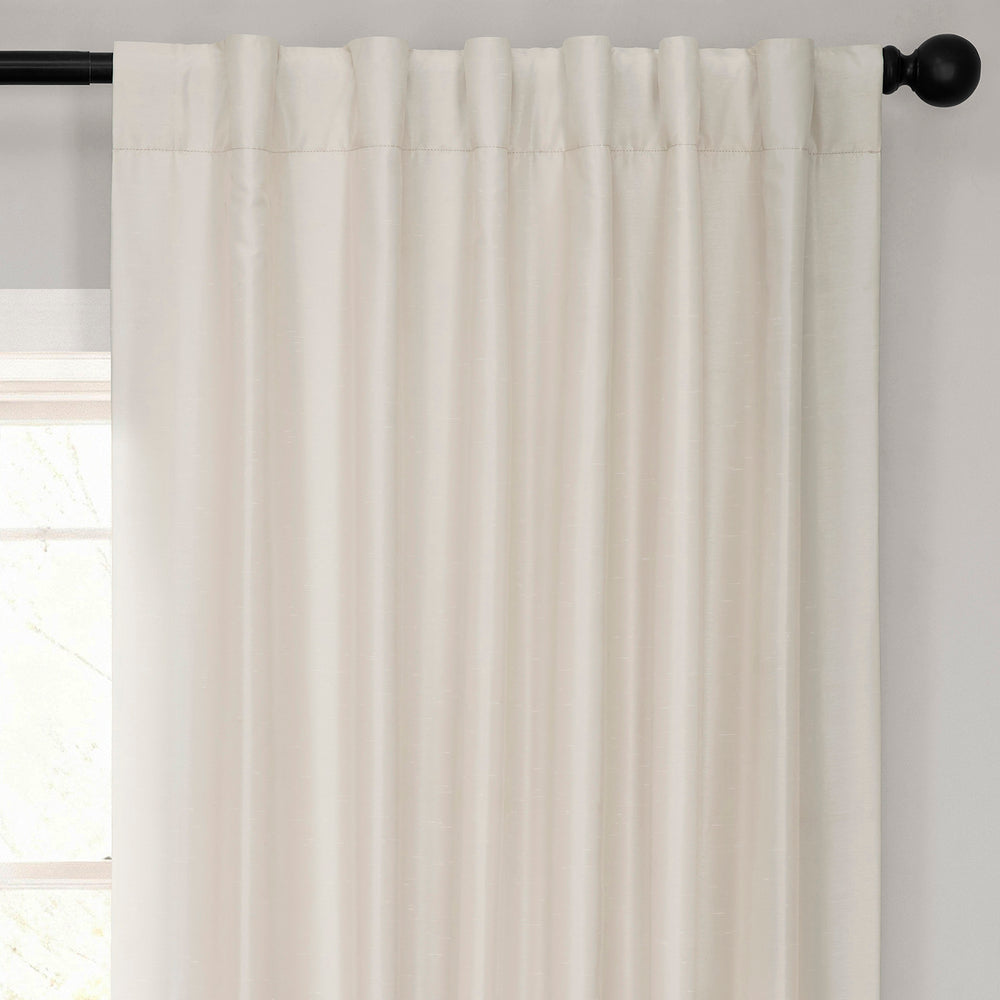 Off White Vintage Textured Faux Dupioni Silk Curtain