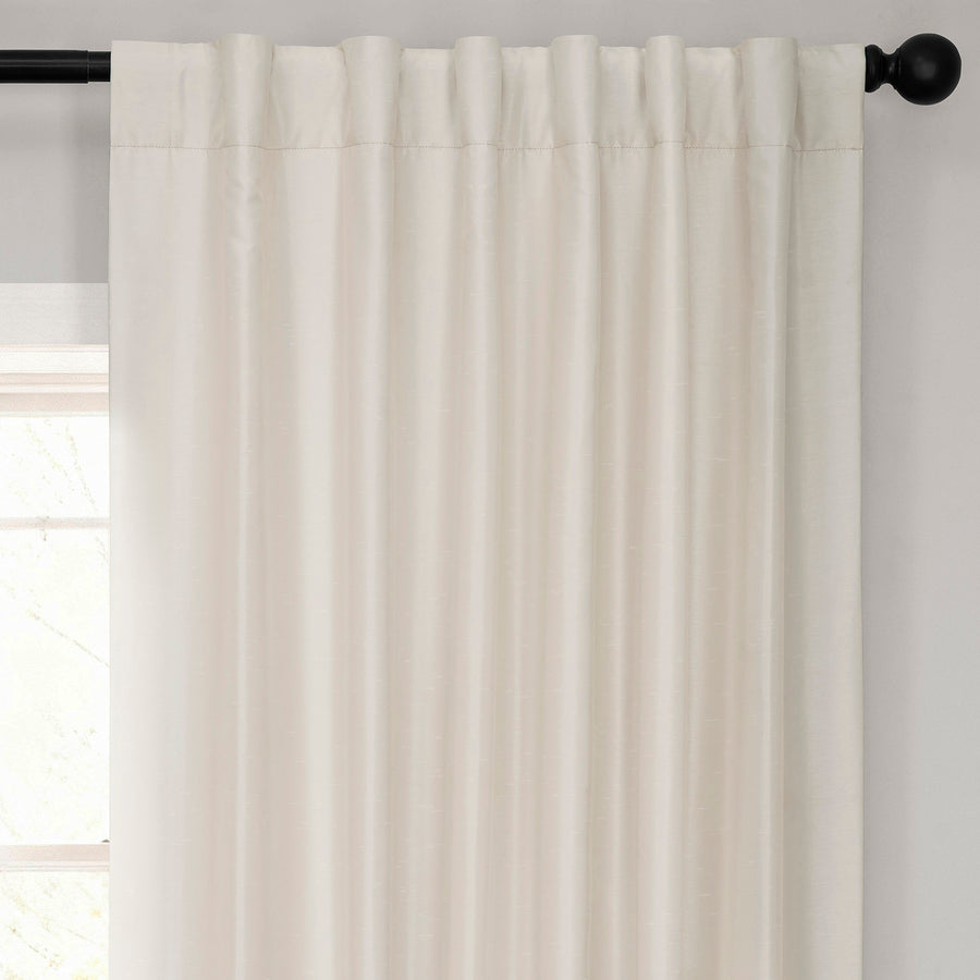 Off White Vintage Textured Faux Dupioni Silk Curtain