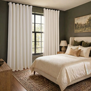 Off White Vintage Textured Faux Dupioni Silk Room Darkening Curtain