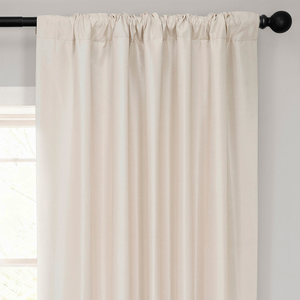 Off White Vintage Textured Faux Dupioni Silk Curtain