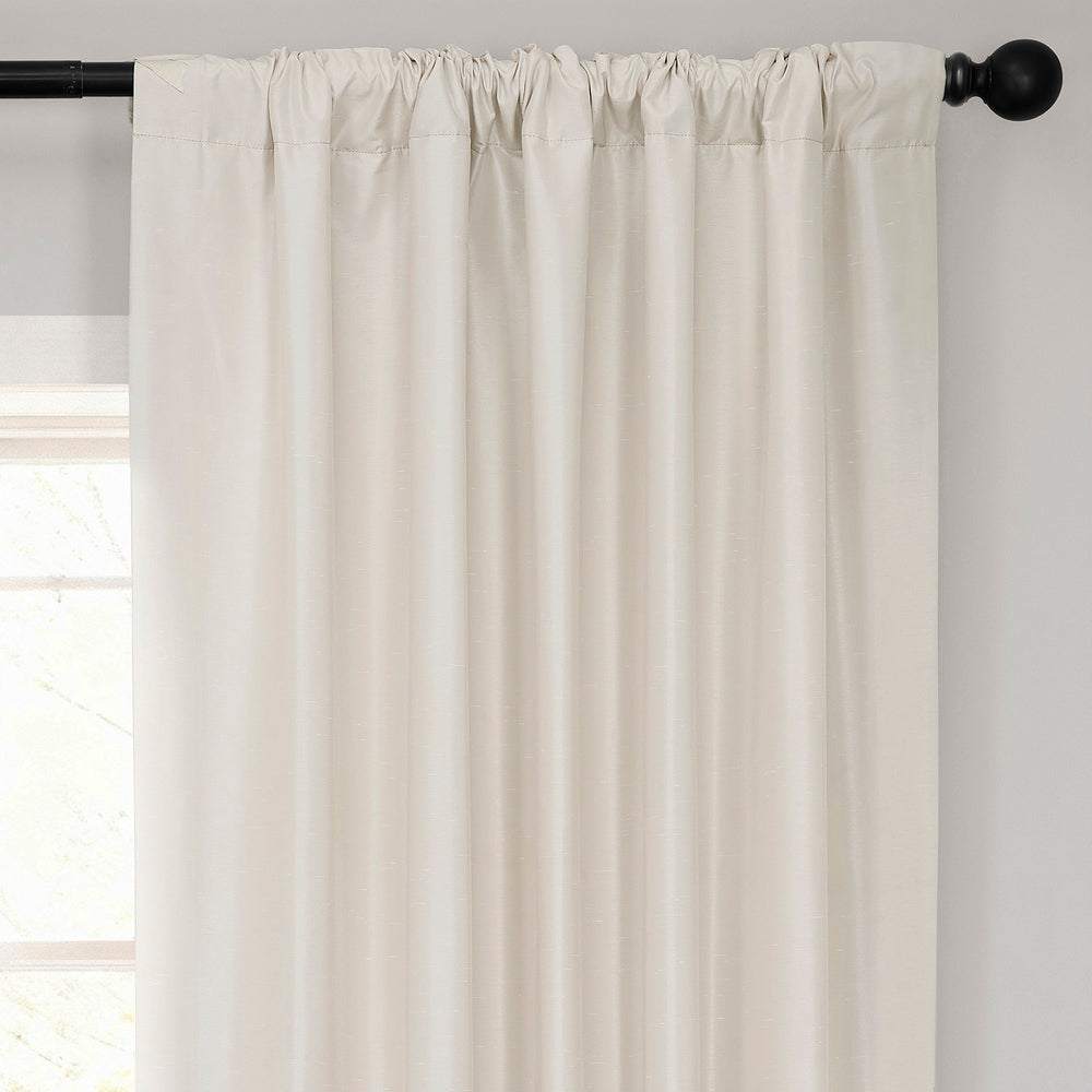 Off White Vintage Textured Faux Dupioni Silk Curtain