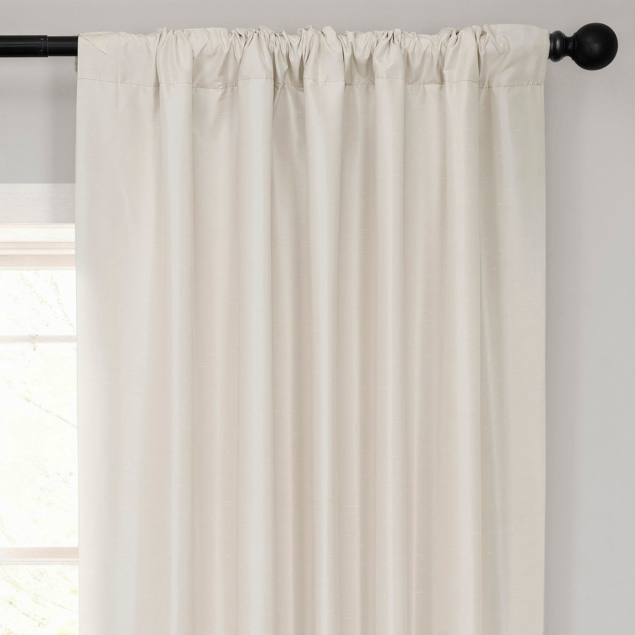 Off White Vintage Textured Faux Dupioni Silk Curtain
