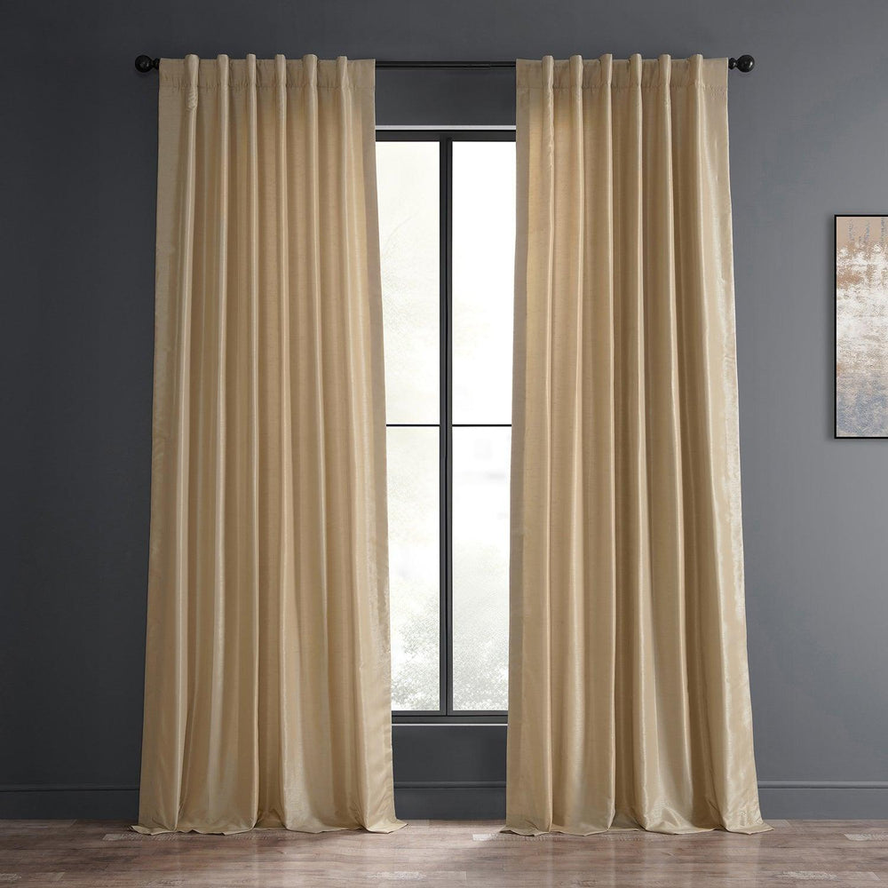 Butternut Vintage Textured Faux Dupioni Silk Curtain - HalfPriceDrapes.com