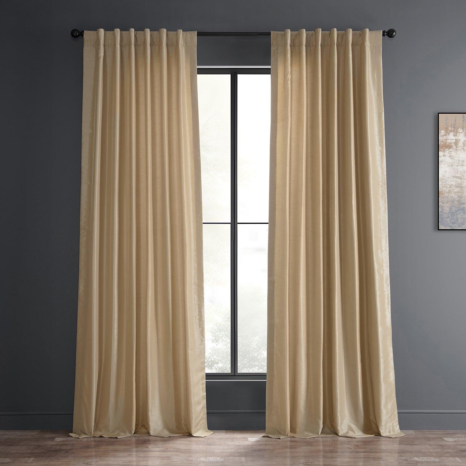 Butternut Vintage Textured Faux Dupioni Silk Curtain - HalfPriceDrapes.com
