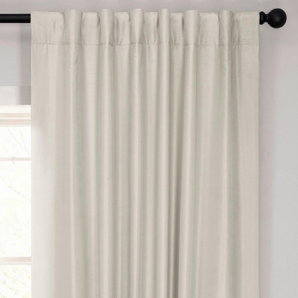 Mist Greige Vintage Textured Faux Dupioni Silk Curtain