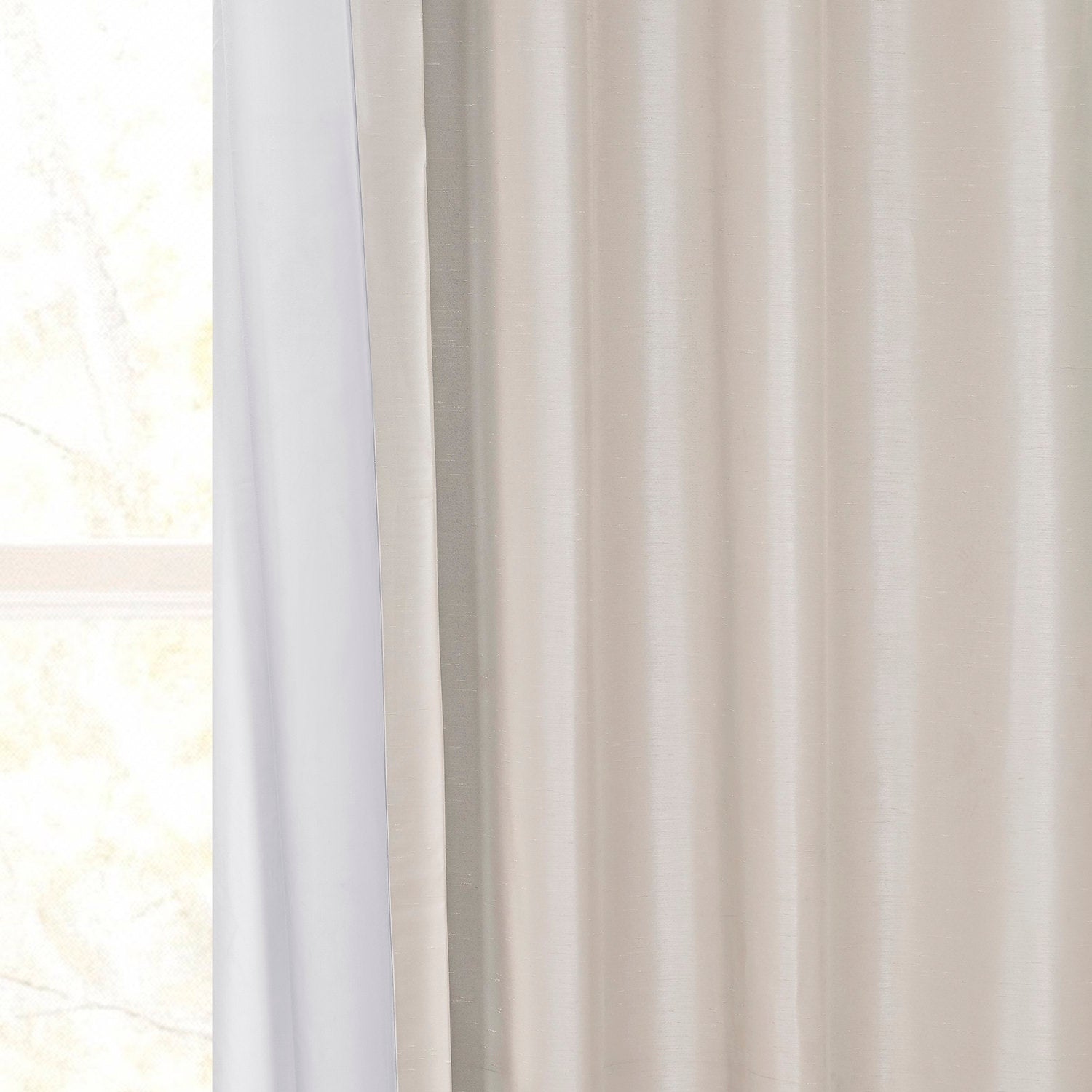 Mist Greige Vintage Textured Faux Dupioni Silk Curtain