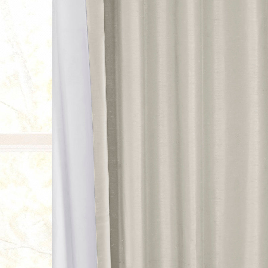 Mist Greige Vintage Textured Faux Dupioni Silk Curtain