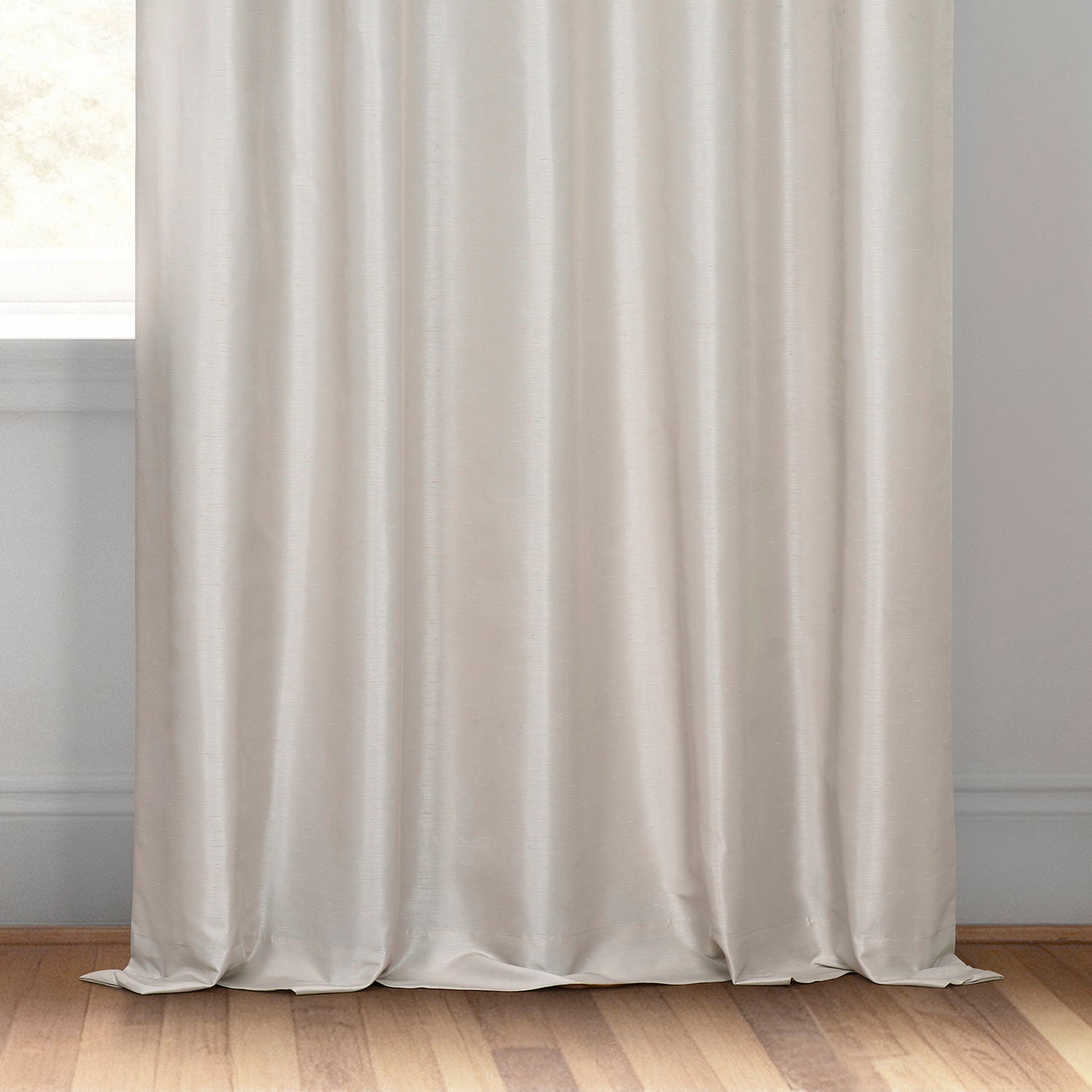 Mist Greige Vintage Textured Faux Dupioni Silk Curtain