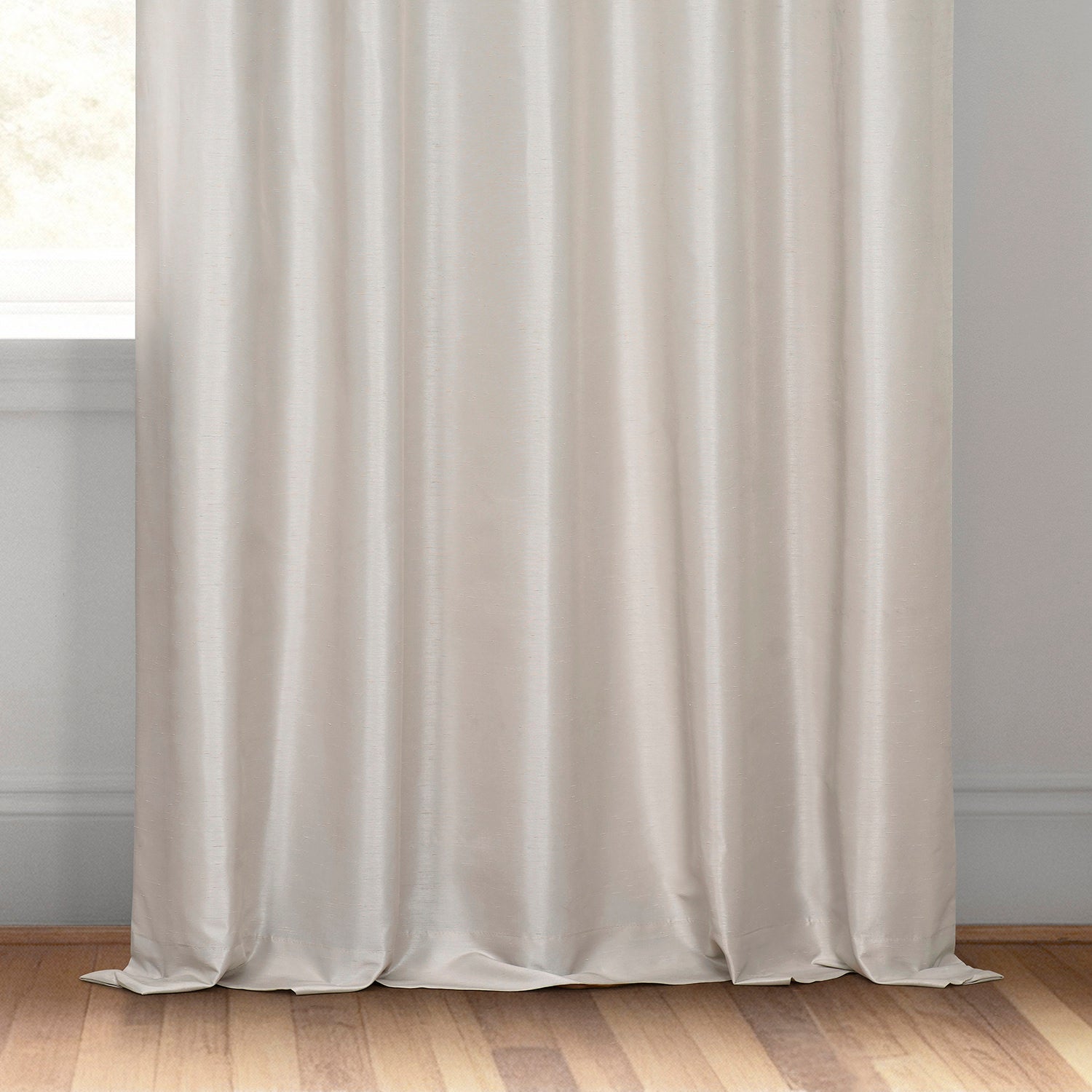 Mist Greige Vintage Textured Faux Dupioni Silk Curtain