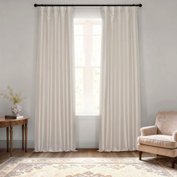 Mist Greige Vintage Textured Faux Dupioni Silk Curtain