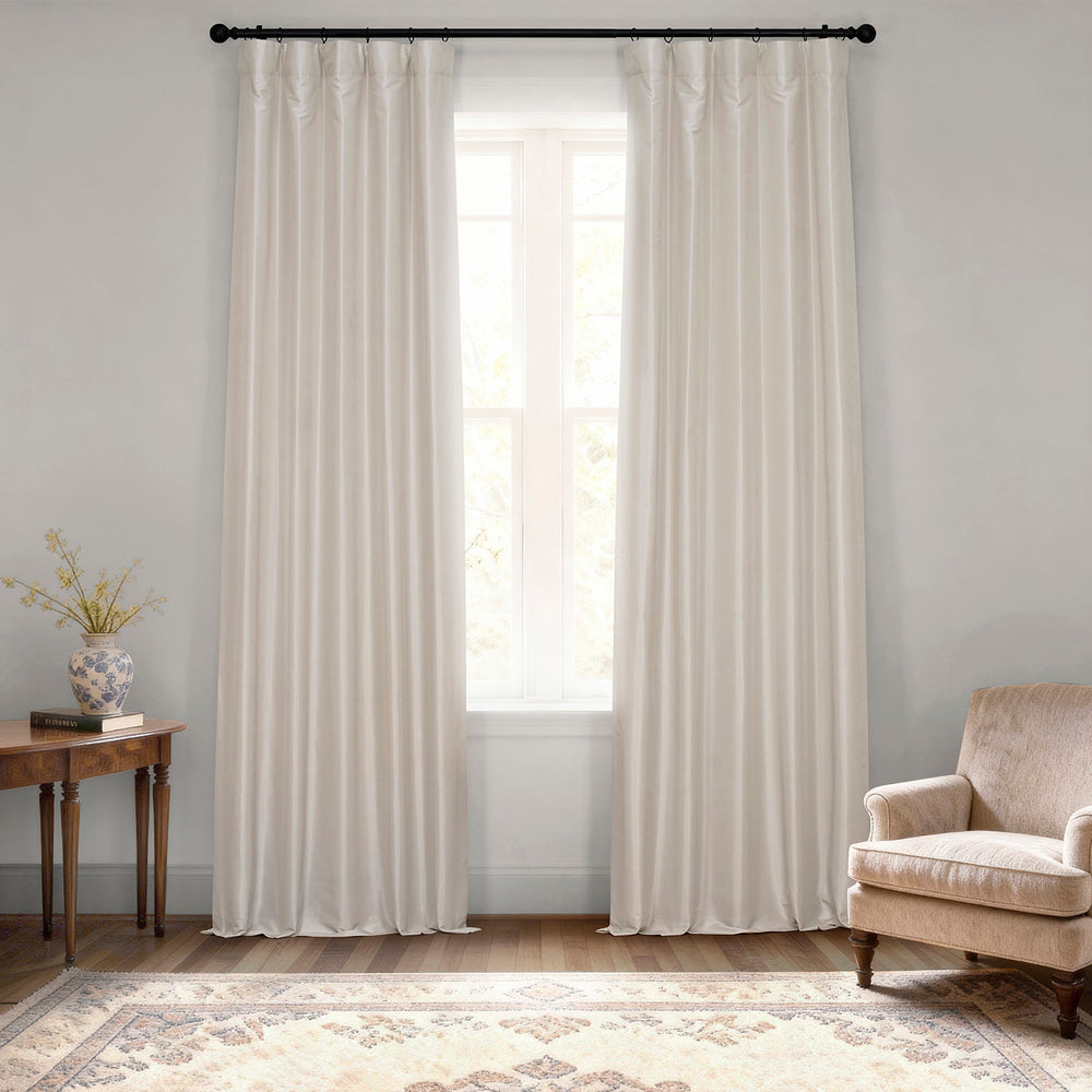 Mist Greige Vintage Textured Faux Dupioni Silk Curtain