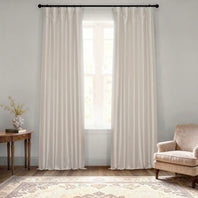 Mist Greige Vintage Textured Faux Dupioni Silk Room Darkening Curtain