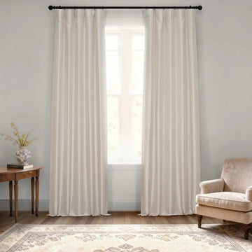 Mist Greige Vintage Textured Faux Dupioni Silk Room Darkening Curtain