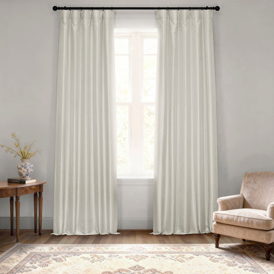 Mist Greige Vintage Textured Faux Dupioni Silk Curtain