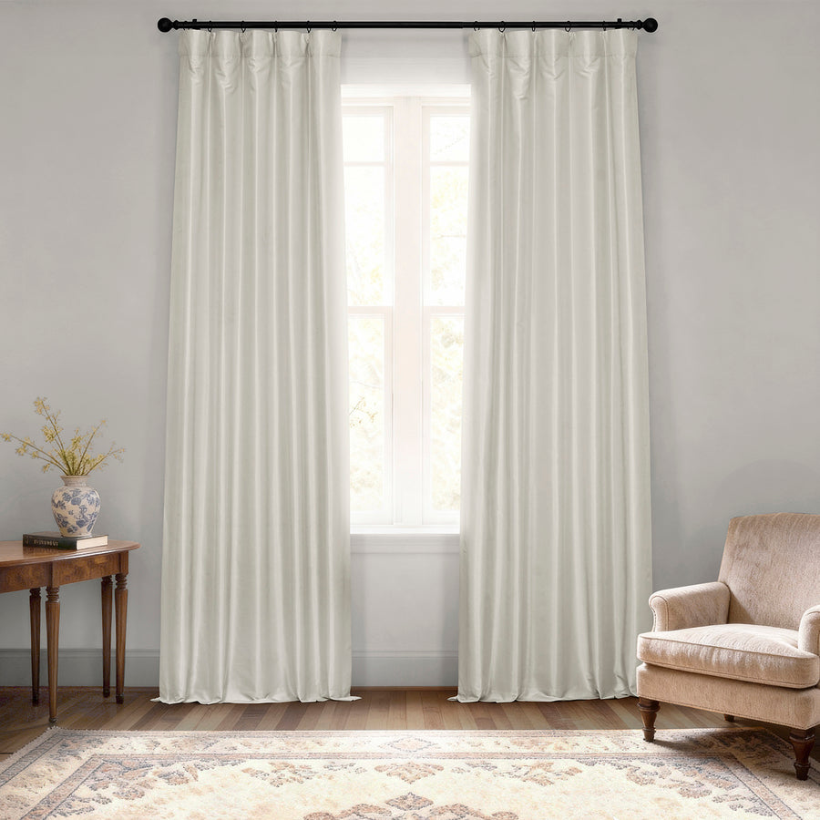 Mist Greige Vintage Textured Faux Dupioni Silk Curtain