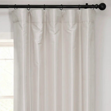 Mist Greige Vintage Textured Faux Dupioni Silk Room Darkening Curtain