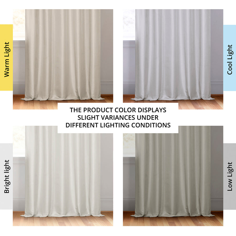 Mist Greige Vintage Textured Faux Dupioni Silk Curtain