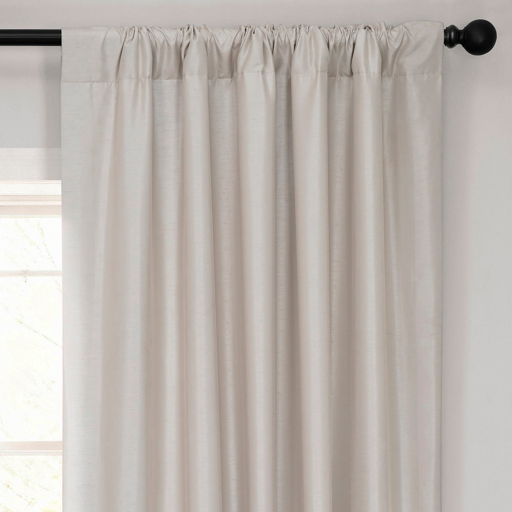 Mist Greige Vintage Textured Faux Dupioni Silk Curtain