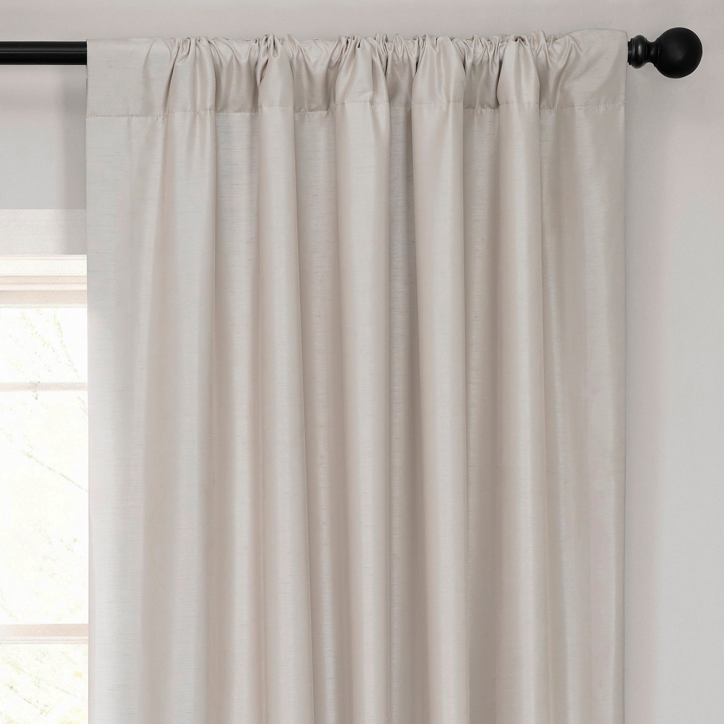 Mist Greige Vintage Textured Faux Dupioni Silk Curtain