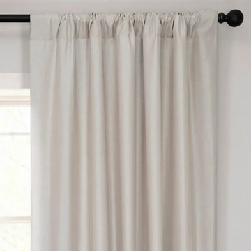 Mist Greige Vintage Textured Faux Dupioni Silk Room Darkening Curtain