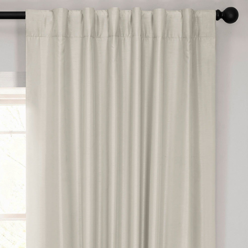 Mist Grey Vintage Textured Faux Dupioni Silk Blackout Curtain