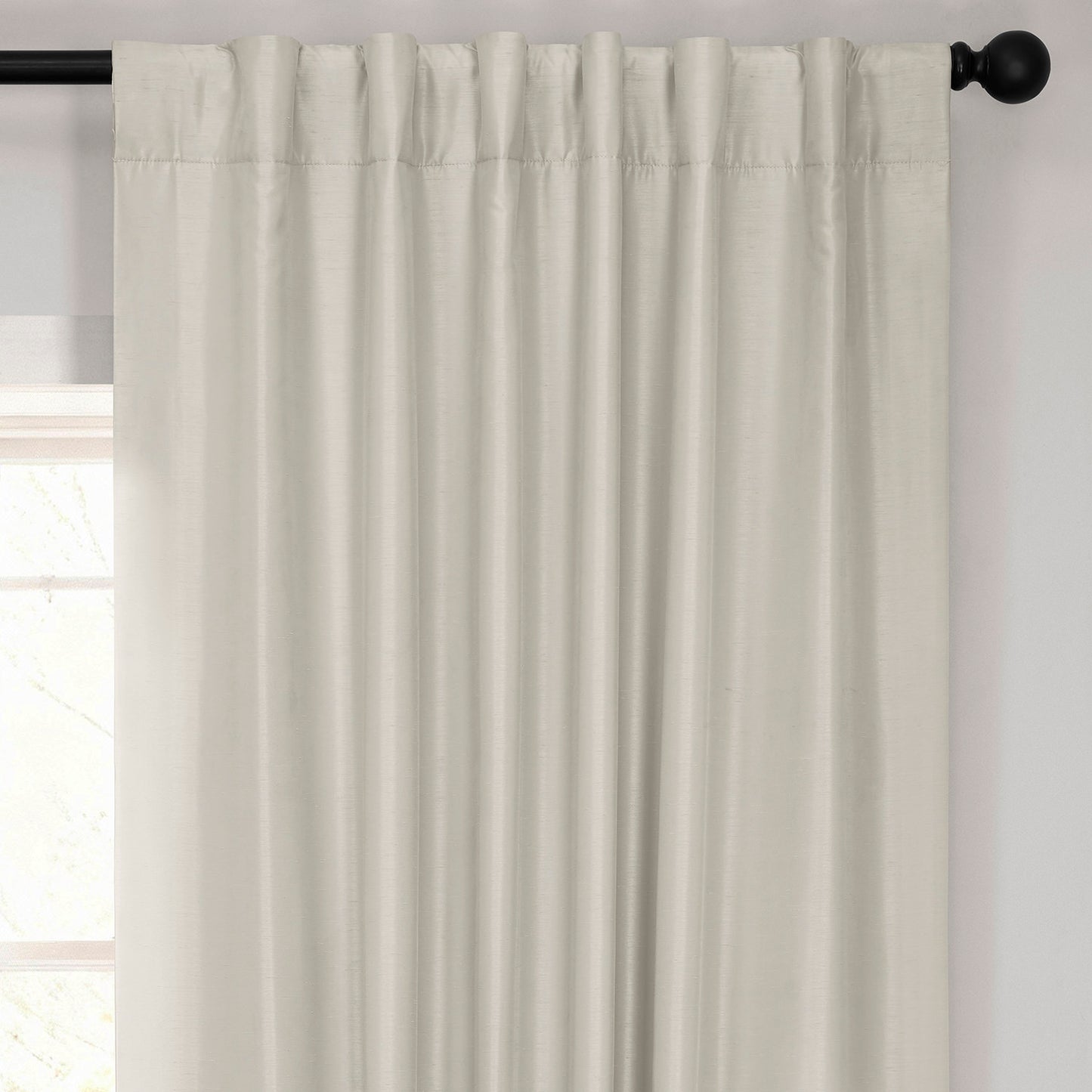 Mist Grey Vintage Textured Faux Dupioni Silk Blackout Curtain