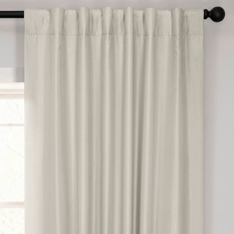 Mist Grey Vintage Textured Faux Dupioni Silk Blackout Curtain