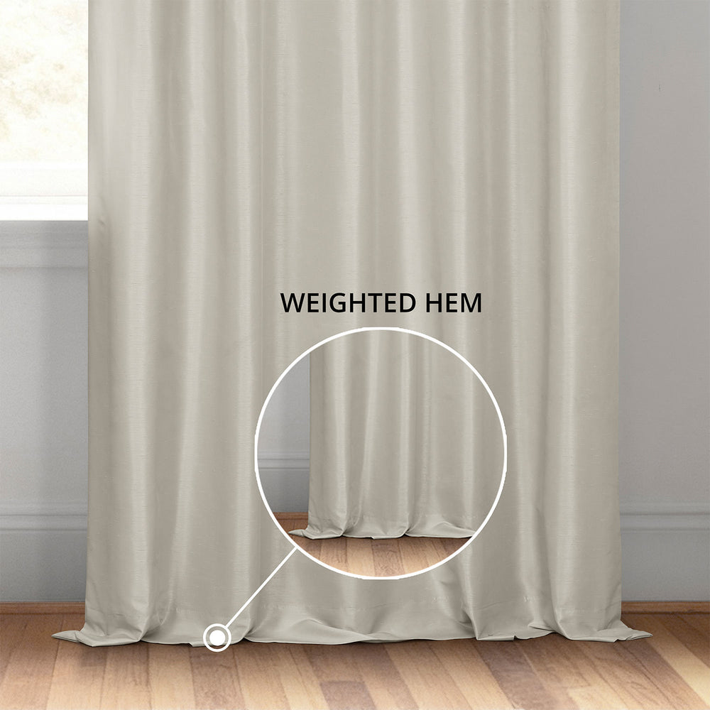 Mist Greige Vintage Textured Faux Dupioni Silk Custom Curtain