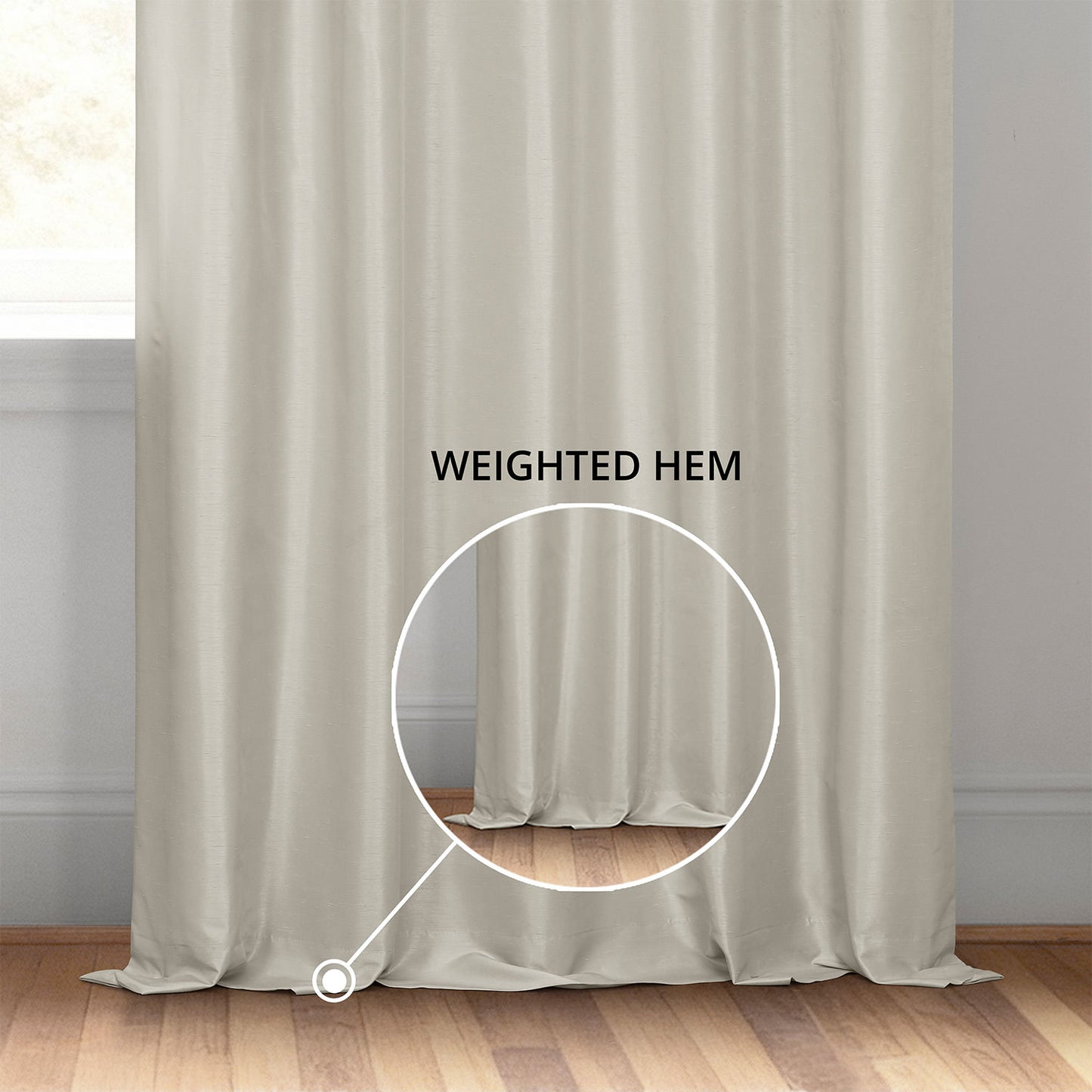 Mist Greige Vintage Textured Faux Dupioni Silk Custom Curtain