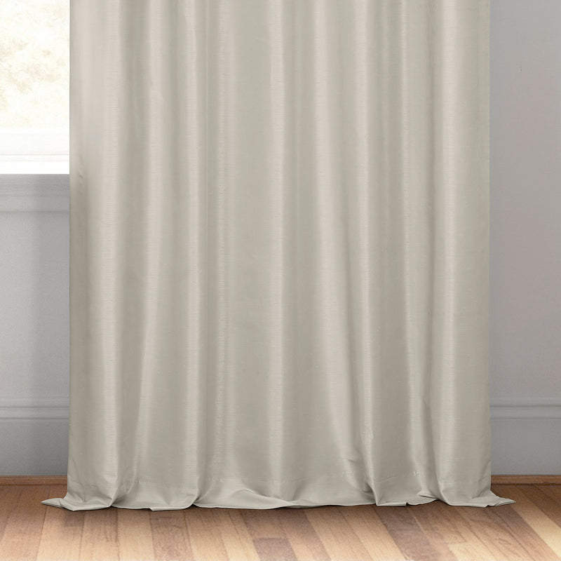 Mist Greige Vintage Textured Faux Dupioni Silk Custom Curtain