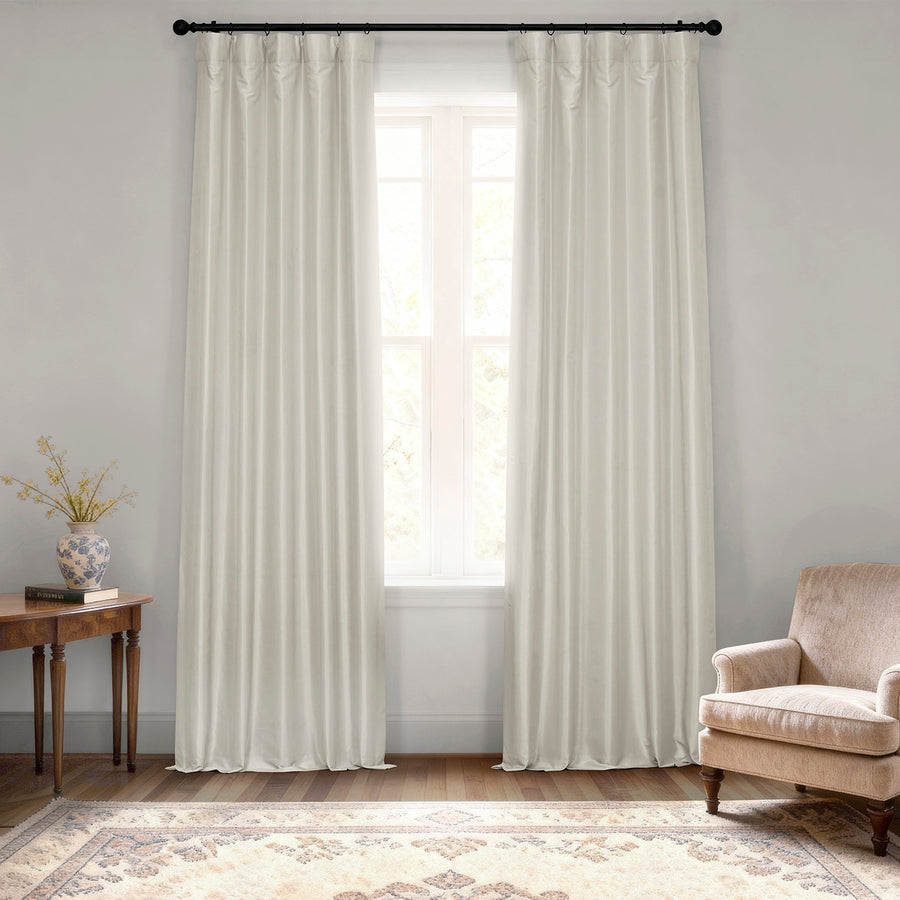 Mist Grey Vintage Textured Faux Dupioni Silk Blackout Curtain