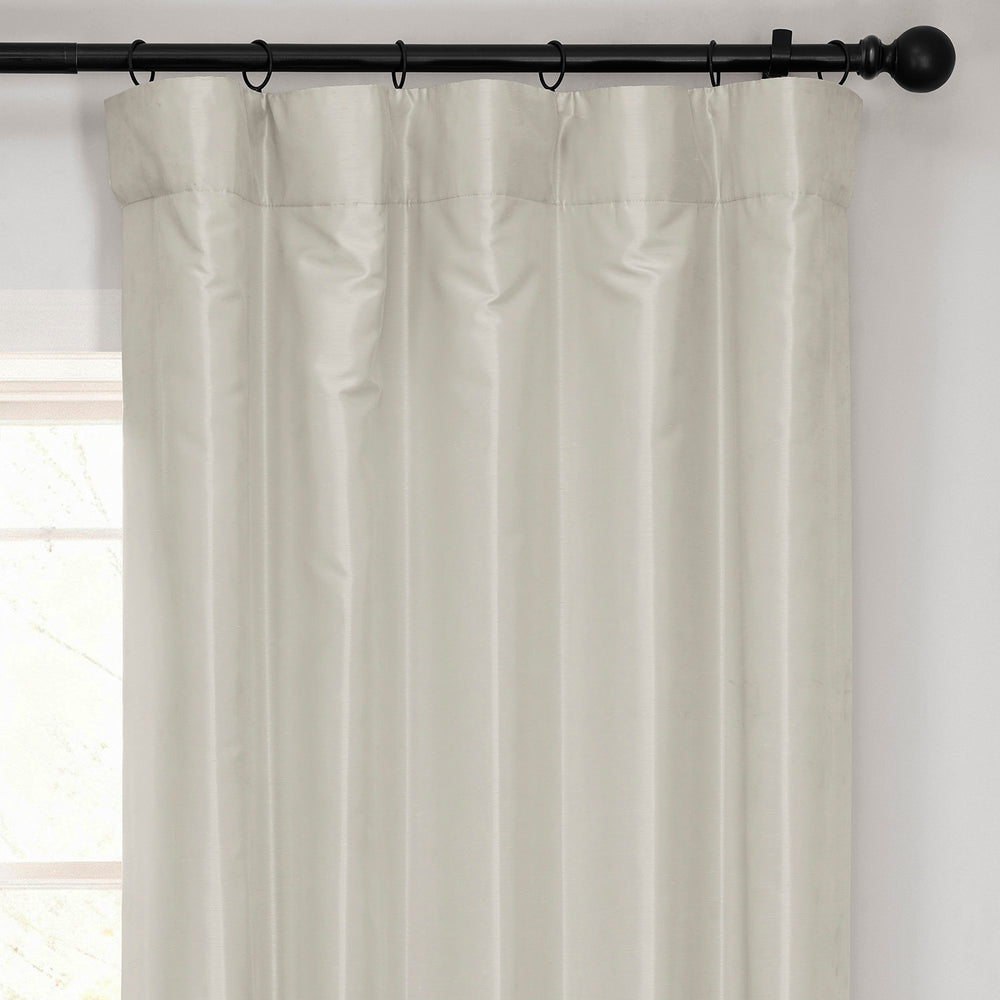 Mist Grey Vintage Textured Faux Dupioni Silk Blackout Curtain