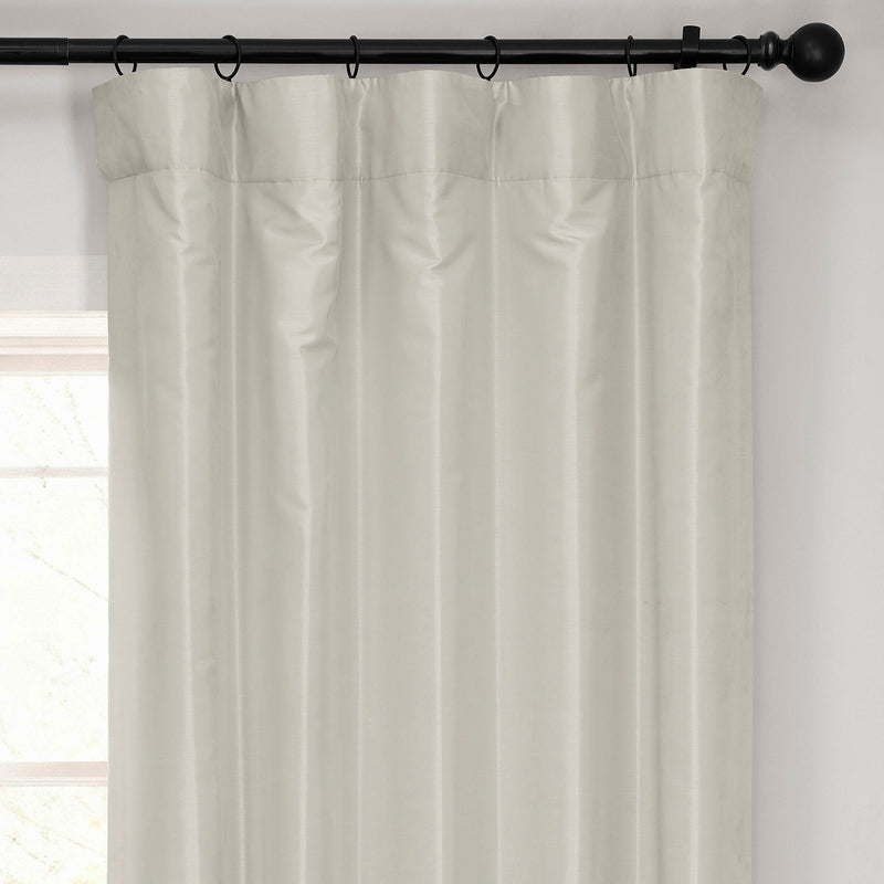 Mist Grey Vintage Textured Faux Dupioni Silk Blackout Curtain