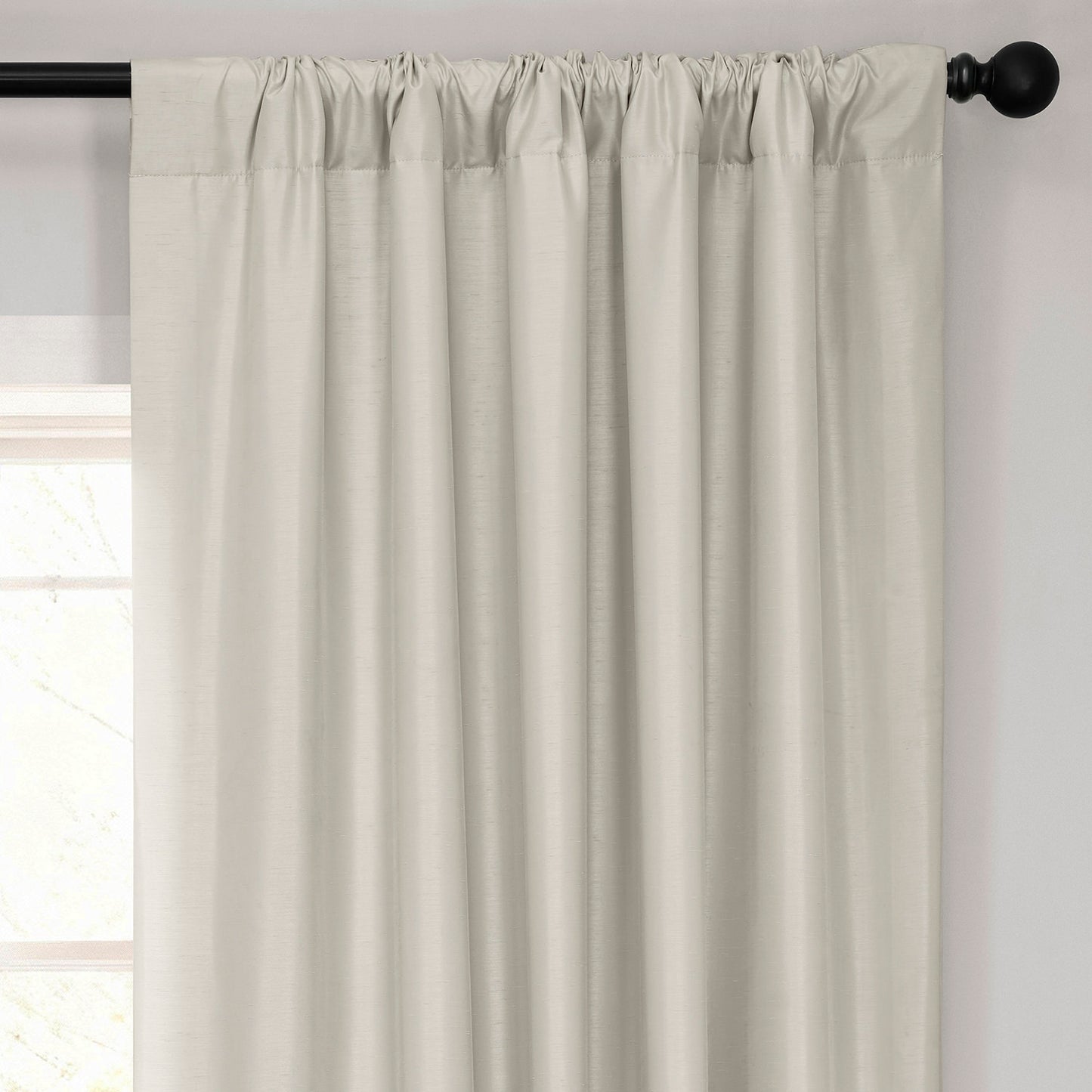 Mist Grey Vintage Textured Faux Dupioni Silk Blackout Curtain