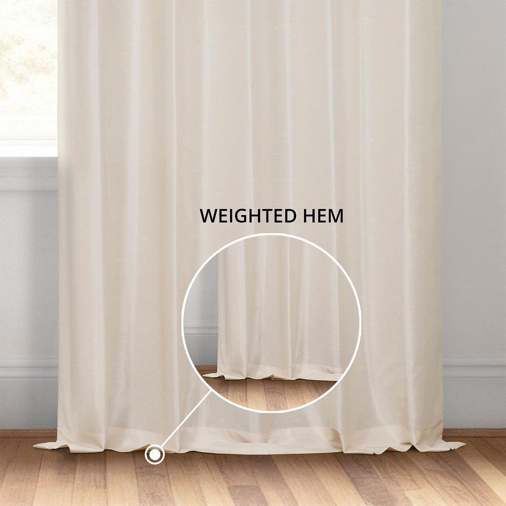 Off White Vintage Textured Faux Dupioni Silk Custom Curtain