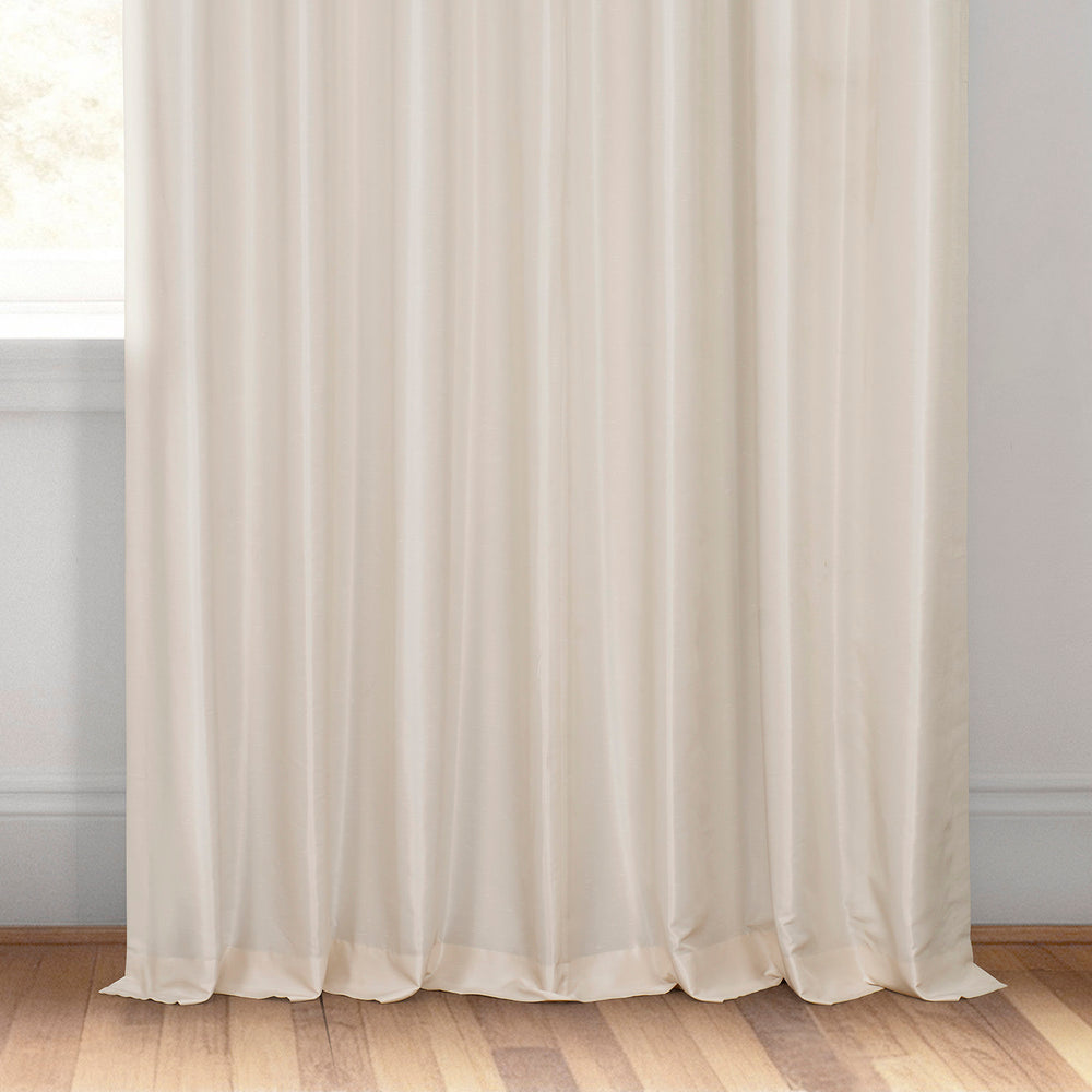 Off White Vintage Textured Faux Dupioni Silk Custom Curtain