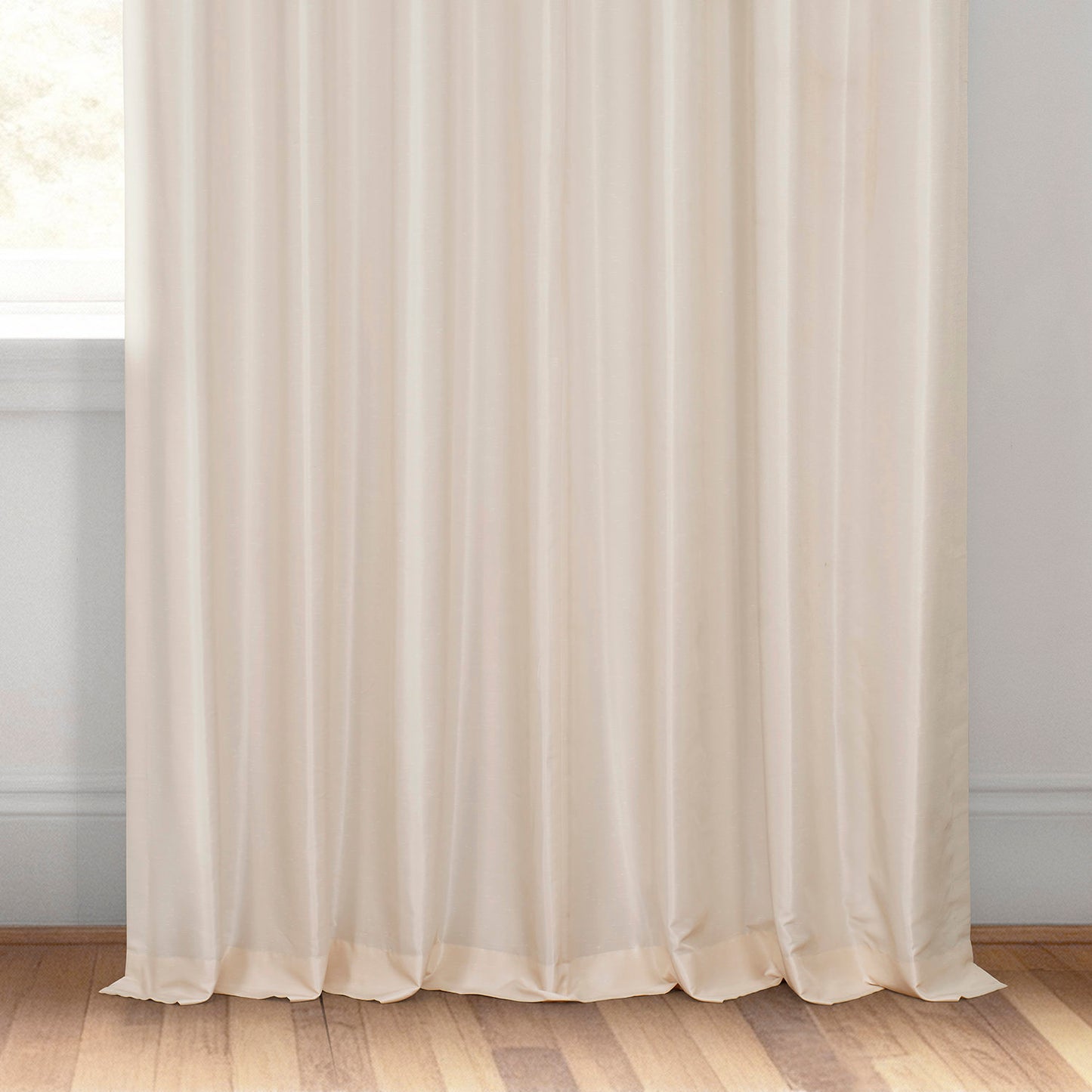 Off White Extra Wide Vintage Textured Faux Dupioni Silk Blackout Curtain