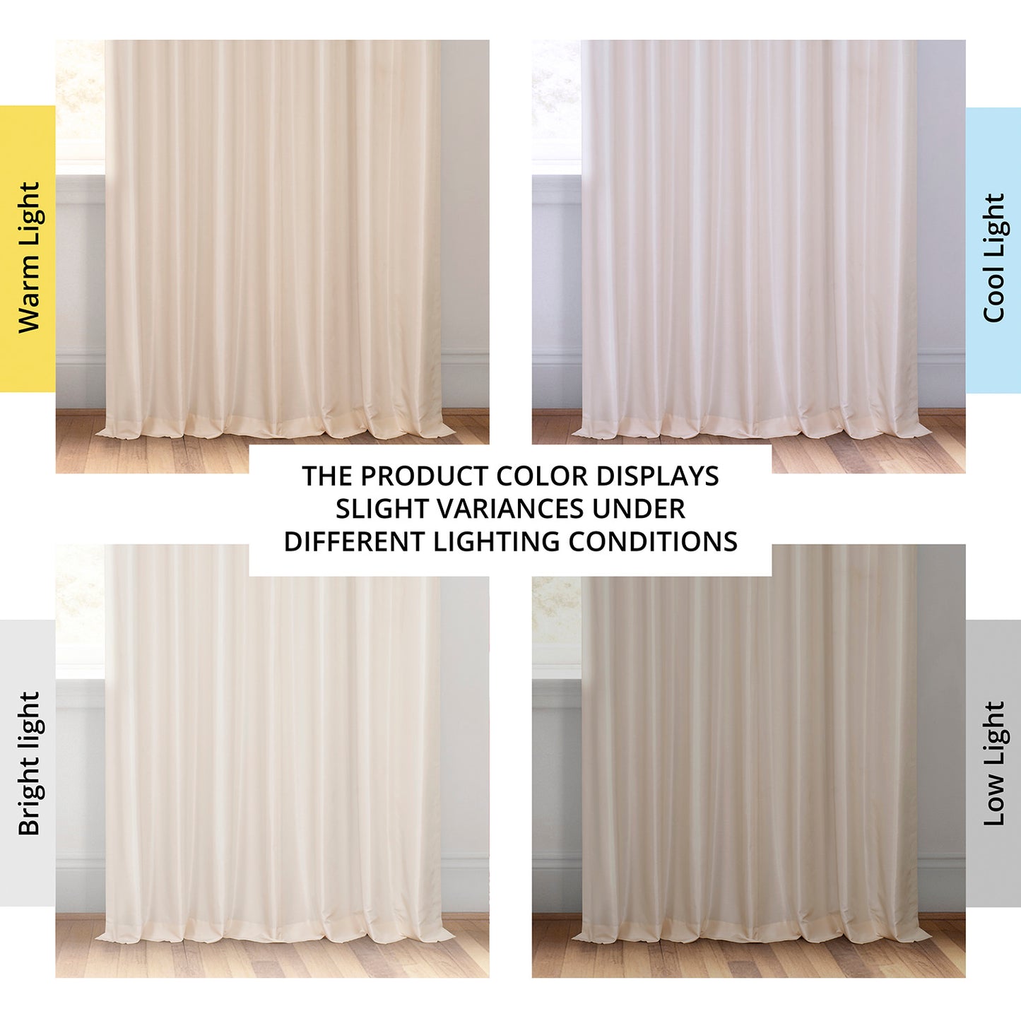 Off White Extra Wide Vintage Textured Faux Dupioni Silk Blackout Curtain