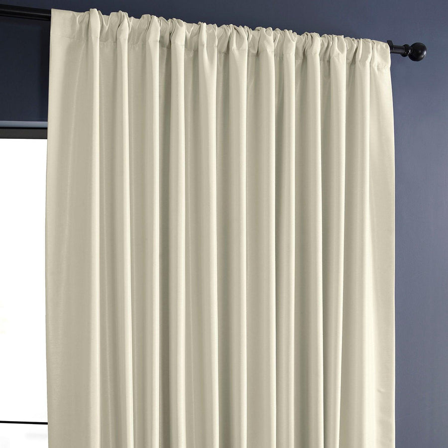 Off White Extra Wide Vintage Textured Faux Dupioni Silk Blackout Curtain - HalfPriceDrapes.com
