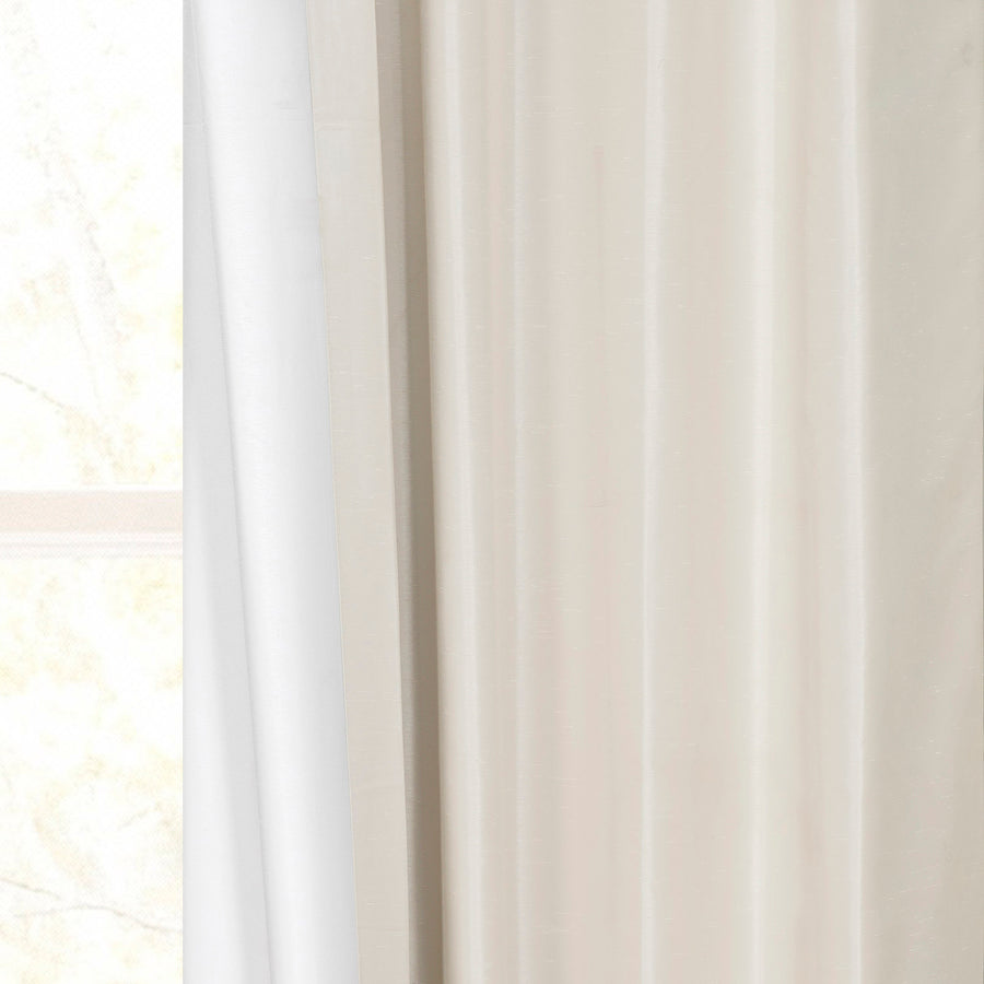Off White French Pleat Vintage Textured Faux Dupioni Silk Blackout Curtain
