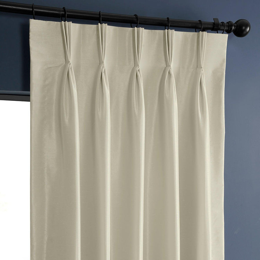 Off White French Pleat Vintage Textured Faux Dupioni Silk Blackout Curtain - HalfPriceDrapes.com