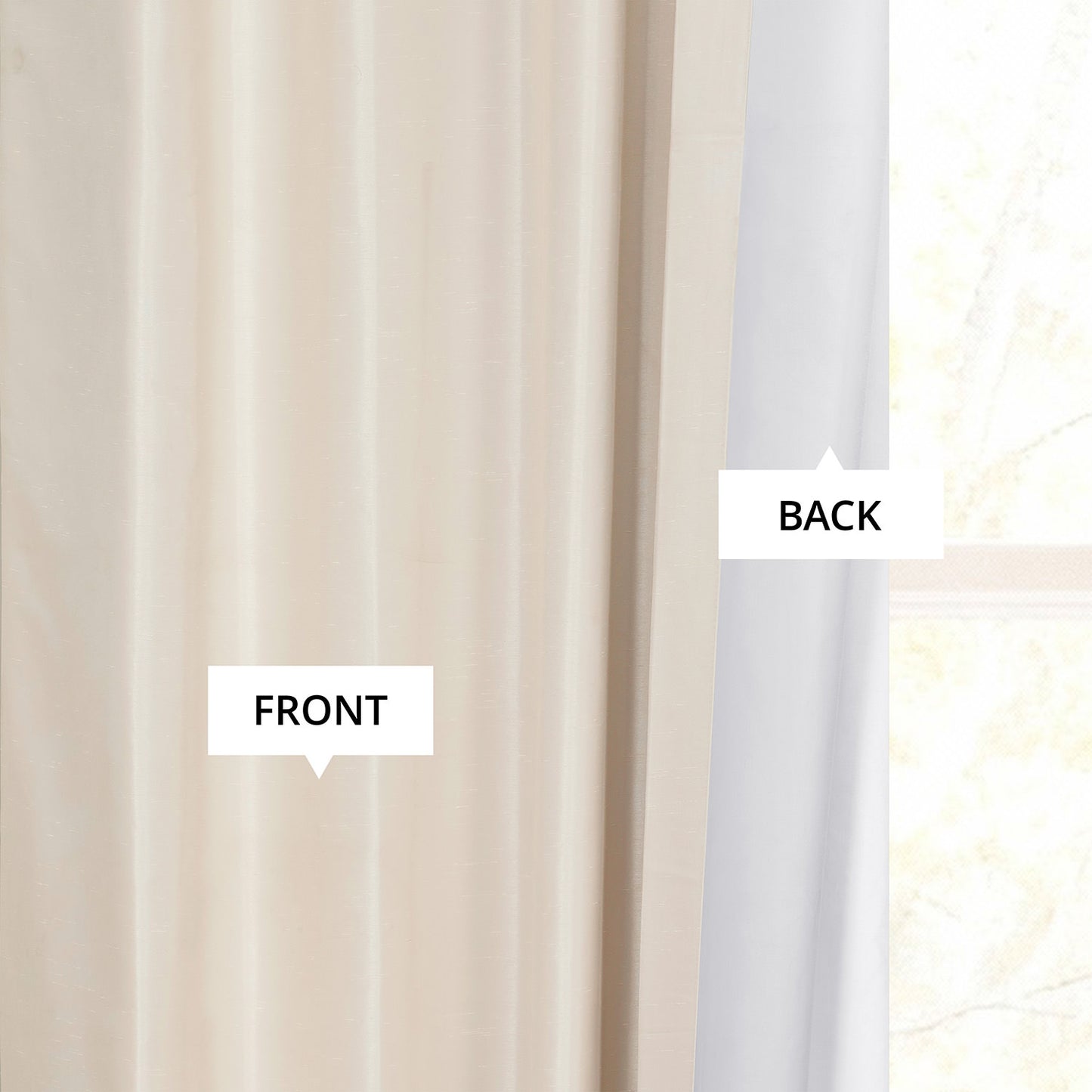 Off White French Pleat Vintage Textured Faux Dupioni Silk Blackout Curtain