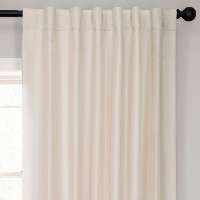 Off White Vintage Textured Faux Dupioni Silk Blackout Curtain