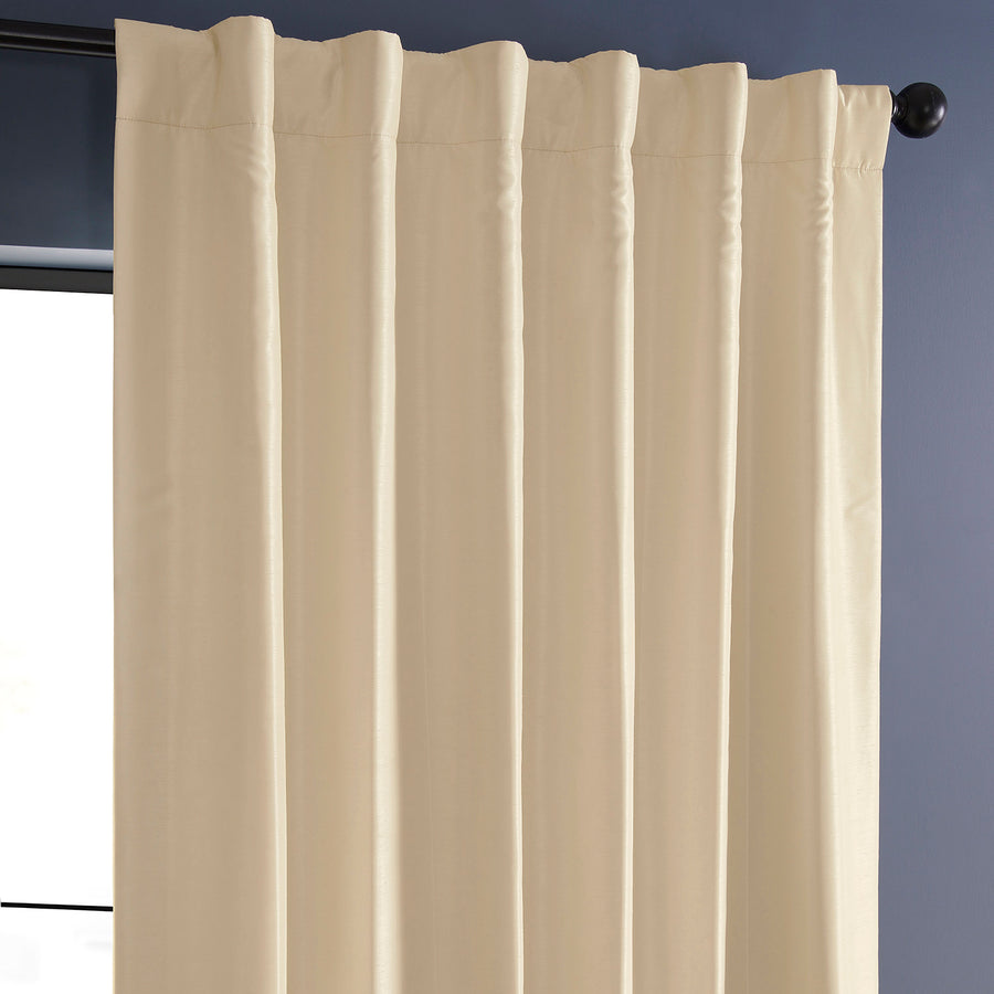 Off White Vintage Textured Faux Dupioni Silk Blackout Curtain