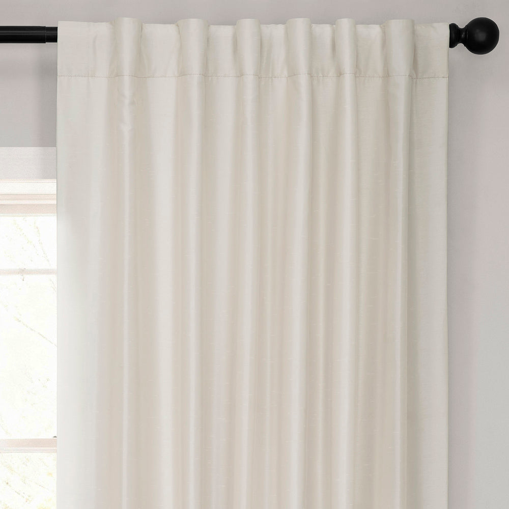 Off White Vintage Textured Faux Dupioni Silk Blackout Curtain