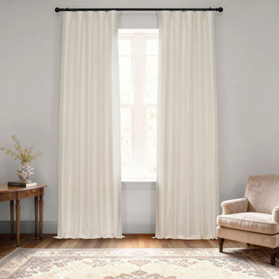 Off White Vintage Textured Faux Dupioni Silk Blackout Curtain